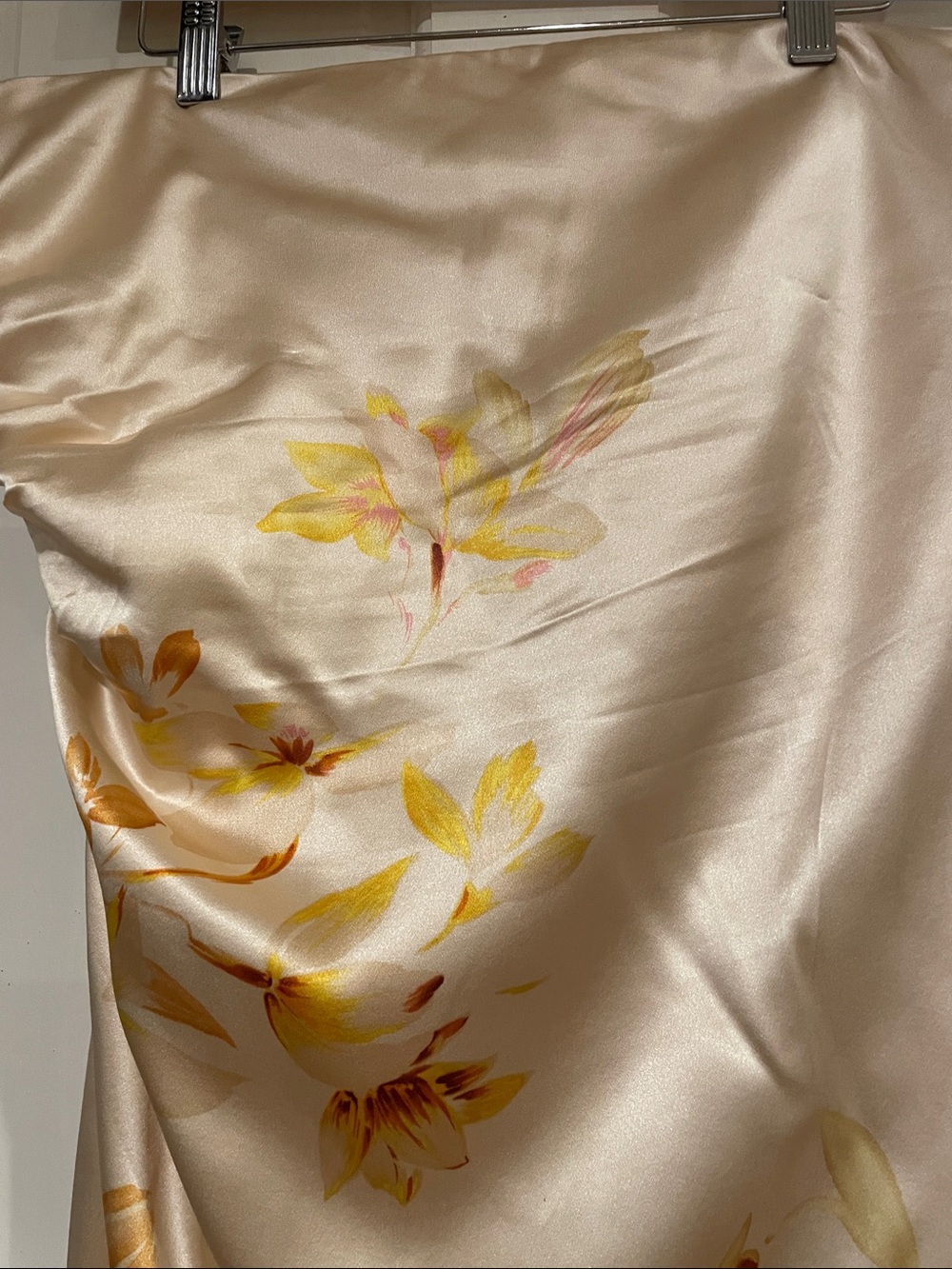 Banana Republic Strapless Satin Dress in Champagne with Pink and Yellow Florals - Picture 5 of 8